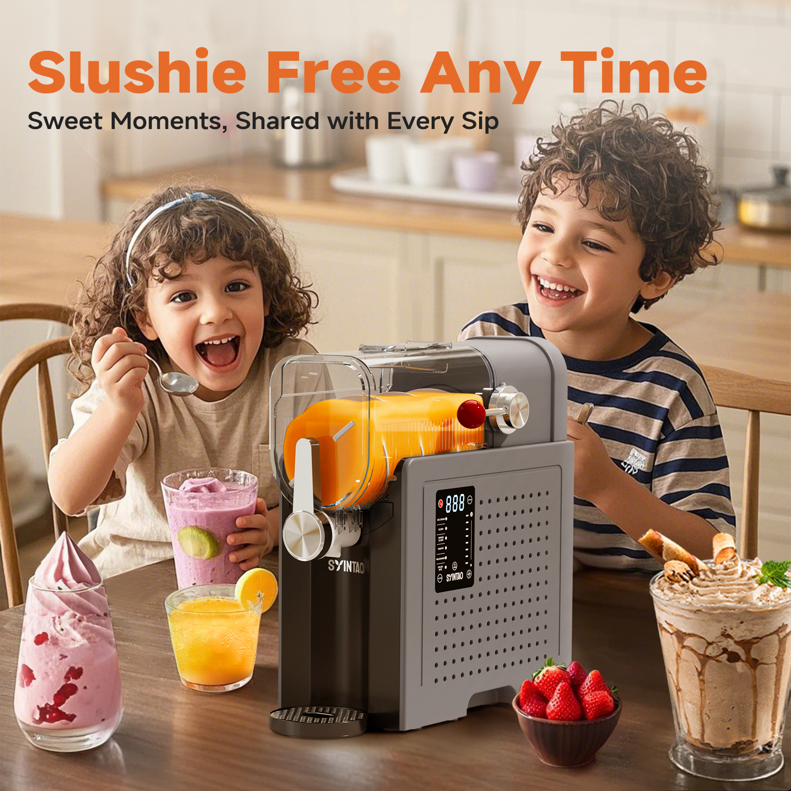 Slushie Machine for Home, Soft Serve Ice Cream Machine, 88oz Slushy Machine with 6 Preset Programs, Frozen Drink Maker for slush, Margaritas, Smoothie, Frappés, Milkshakes, and More, Auto-Cleaning
