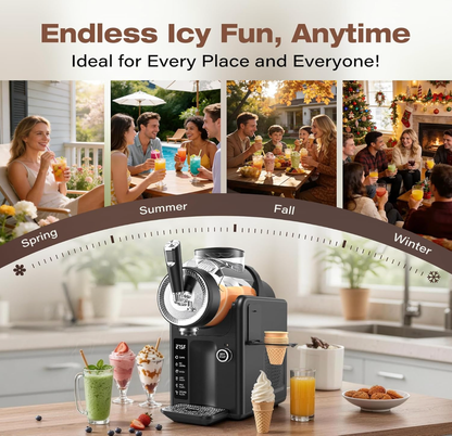SYINTAO Slushie Machine No Ice Needed, 2-in-1 Frozen Drink & Soft Serve Ice Cream Maker, Self-Chilling Slushy Maker with 5 Presets, LED Display & Auto Clean for Home & Party